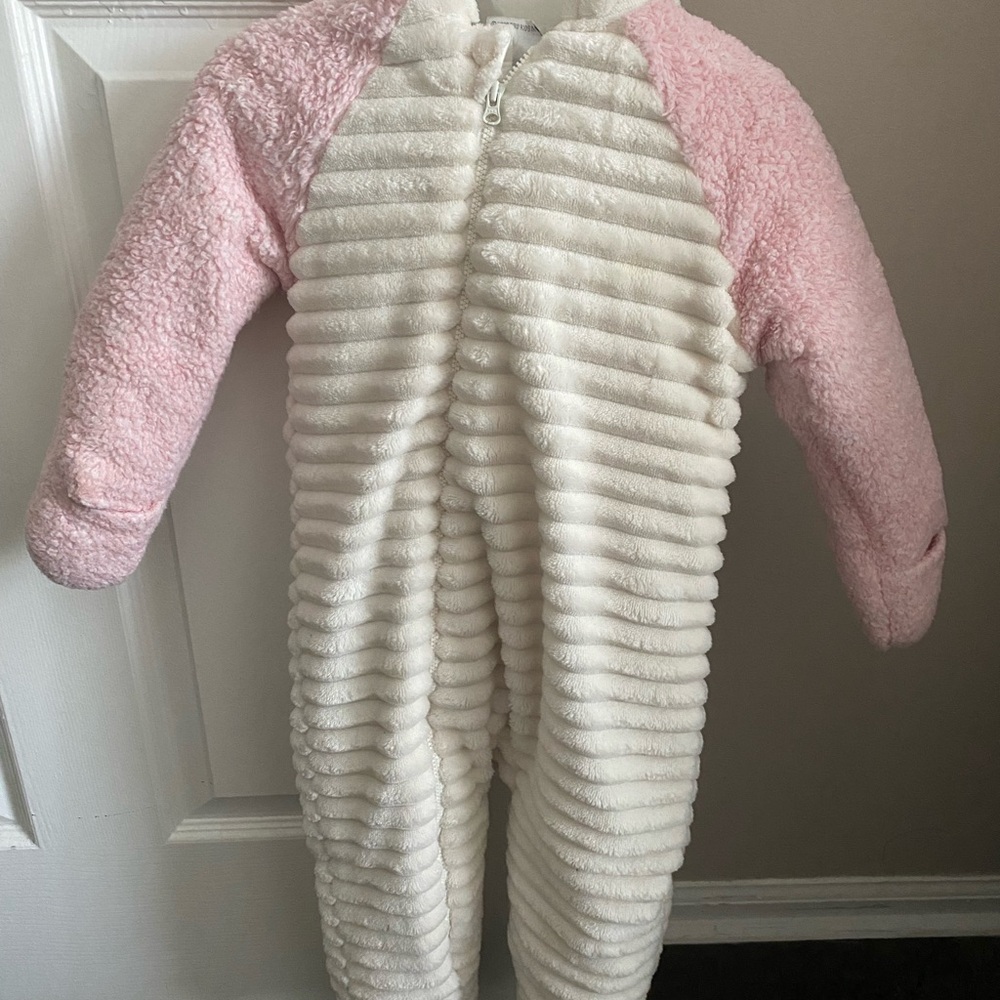 Koala Kids Pink and White Fleece Footie